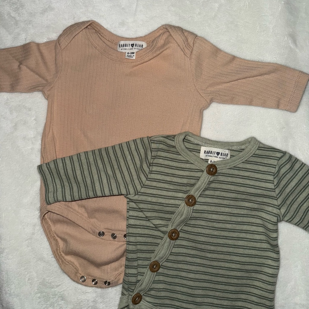 Kids Bodysuit Set - Beige And Olive